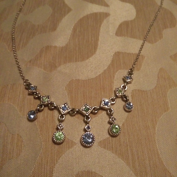 Jewelry - Beautiful silver necklace w blue and green stones